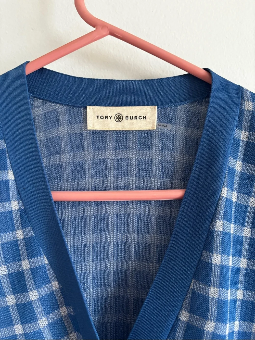 Blue Plaid V-Neck Women's Cardigan